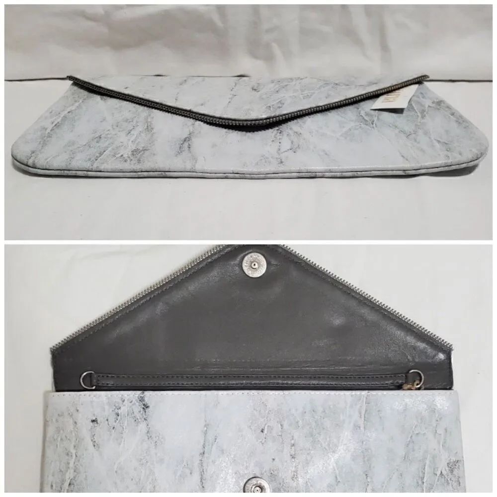 COASTAL ROAD -🎉HP🎉 Gray Marble Custom-Made Leather Zipper-Accent Envelope Clutch - Picture 11 of 15